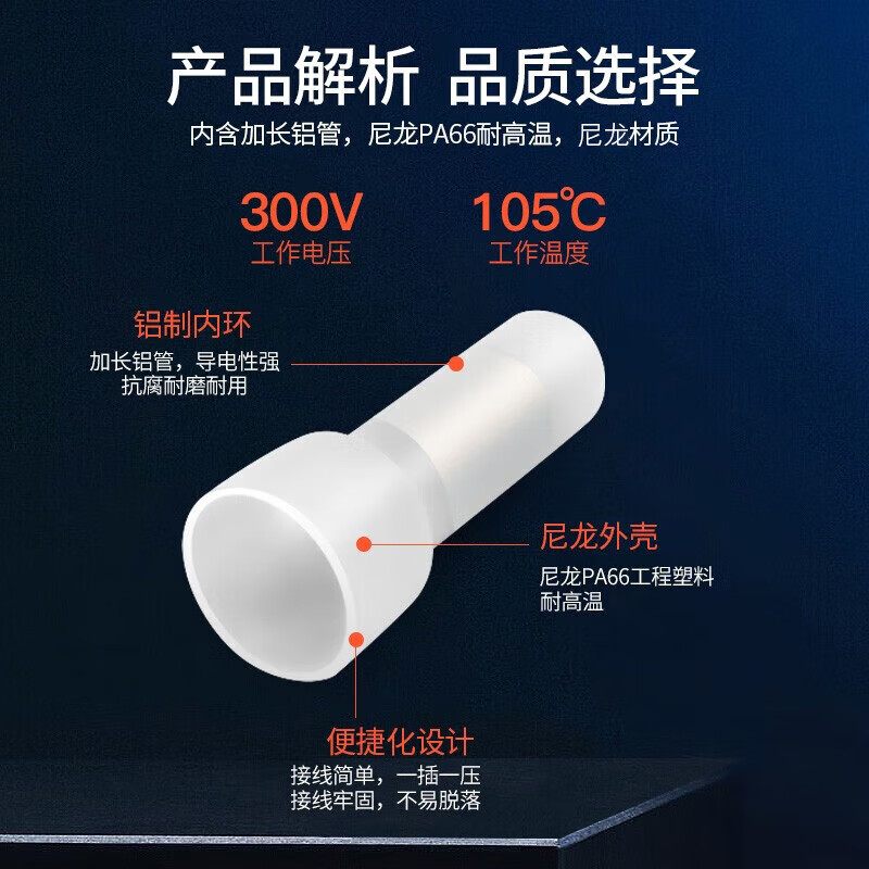 Huijun Terminal Block Terminal Cap Closed Terminal Nylon Crimp Cap Closed Terminal Spring Spiral Nipple Terminal CE-1X 1000 Pieces/Pack White