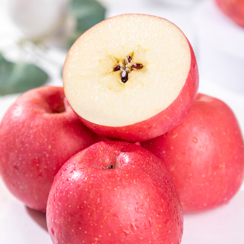 Zhu's Orange Organic Plateau Apple Red Fuji Fresh Fruit High-end Seasonal Apple Whole Box Fresh Gift Box Gift Box 12 Fruits for Family Taste, About 5 Jin in Box