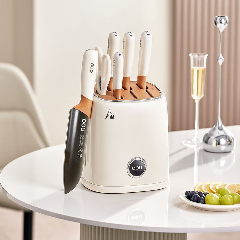 OOU shipped from Xinjiang oou antibacterial titanium kitchen knife set complete combination household food supplement stainless steel sharp kitchen knife oou deer series knife set