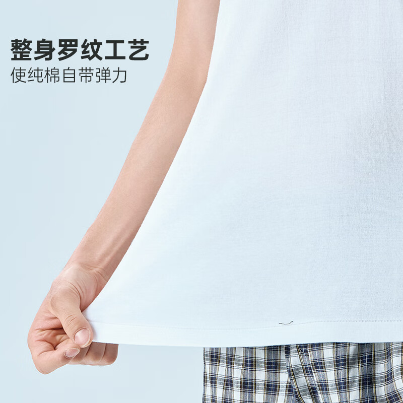 Yiershuang 2-pack 100% cotton men's short-sleeved ribbed shirt T-shirt undershirt round neck large size cotton old man's shirt