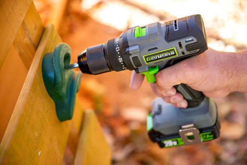 Genesis 20V 1/2 Cordless Drill with Battery and Charger Metal Ratchet Chuck 450 lbs.