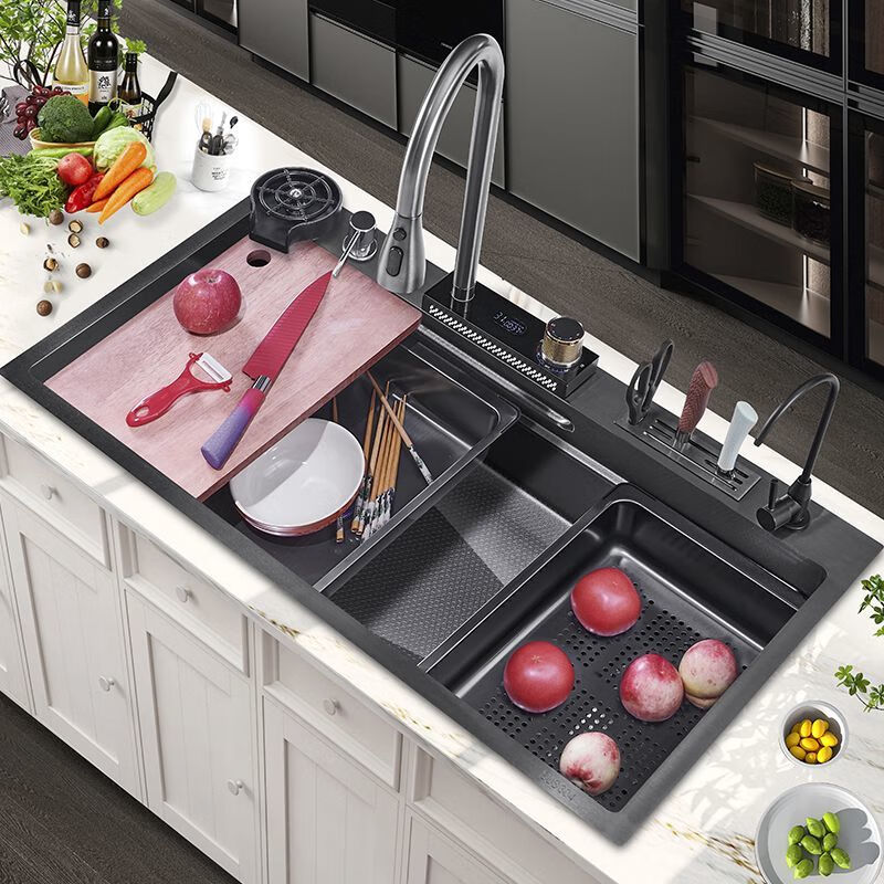 Ye Yu kitchen extra large single-slot sink sus304 stainless steel sink multi-functional vegetable basin 8848/basin in basin/cutting board/drain basin