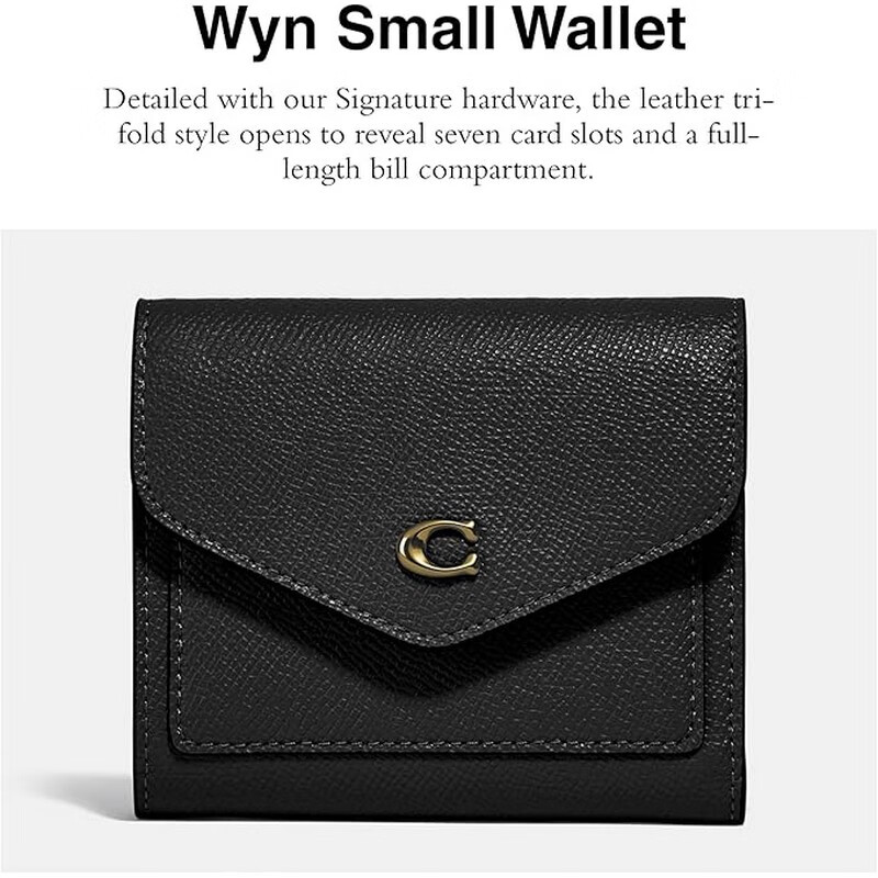 COACH Women's Wallet Wyn Colorblock Signature Canvas Small Leather Snap Flip Fashion Daily Card Holder 11971002 Black Classic os