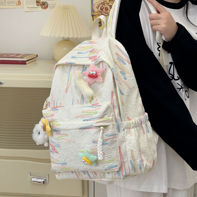 Initial conception of schoolbags for female junior high school students with good looks and large capacity, high school student backpacks, cute, fresh and burden-reducing elementary school student backpacks