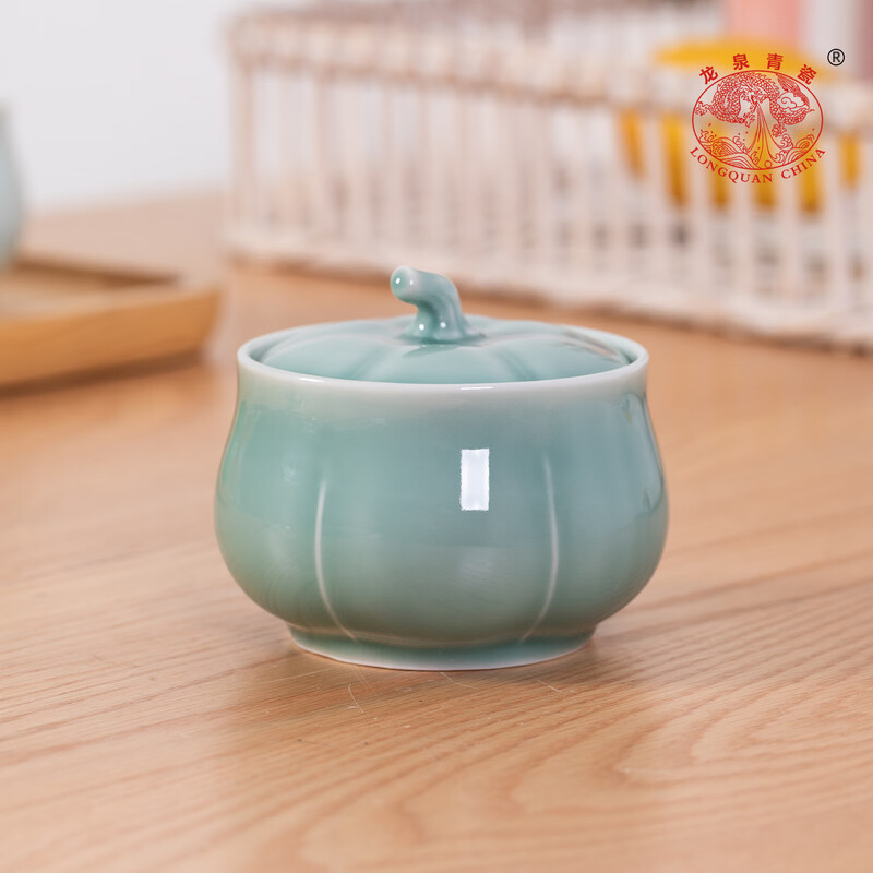 Longquan celadon stew pot ceramic water-proof stew household steamed vegetable egg custard with lid ceramic soup cup bird's nest stew pot with steamed egg bowl for soup Tianqing