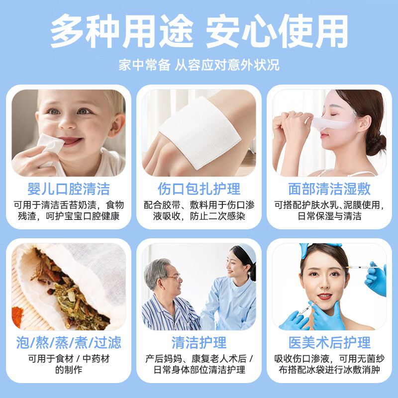 Corfu medical sterile gauze block 5X7cm*2 pieces*10 bags of small pieces of sterilized and degreasing dressing patches disposable independent packaging