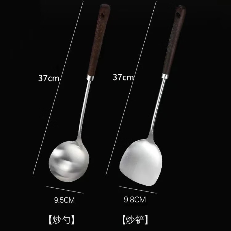 Spatula + spoon two-piece set Stainless steel spatula and spoon household kitchen utensil set for chefs Spatula + spoon two-piece set