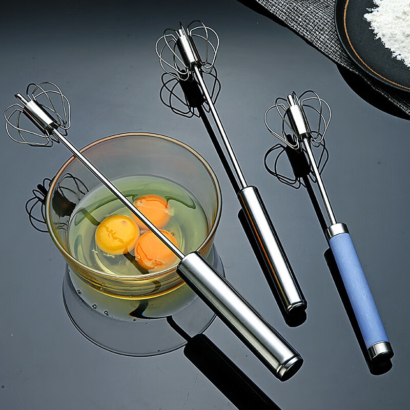 Muxiao semi-automatic egg beater milk frother manual stainless steel stir stick cream 304 order only comes with egg white separator