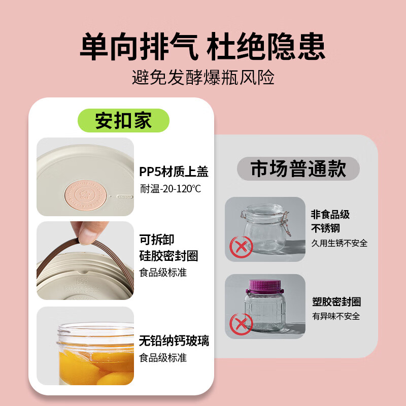 Food grade glass sealed jar glass bottle pickle jar pickle jar household tangerine peel laba garlic storage jar