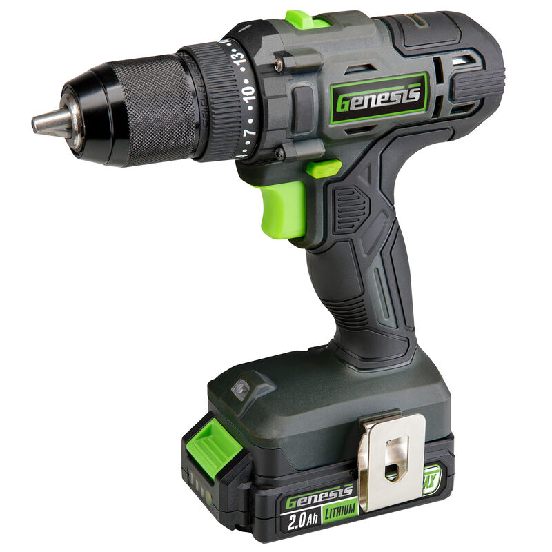 Genesis 20V 1/2 Cordless Drill with Battery and Charger Metal Ratchet Chuck 450 lbs.