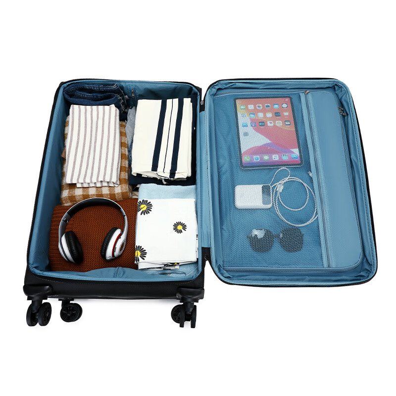 Travel Master (TGURU) Oxford cloth password box is sturdy and durable, thickened large suitcase, men's checked suitcase, large capacity, extra large suitcase, black zipper, 30 inches, compliant with 158cm airline check-in