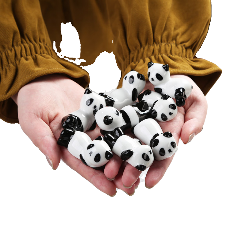 Fat Donglai's same style chopstick holder, cute little panda chopstick holder, chopstick holder, creative national treasure panda ceramic ornament, household chopsticks, 1 piece of each style (8 pieces in total)