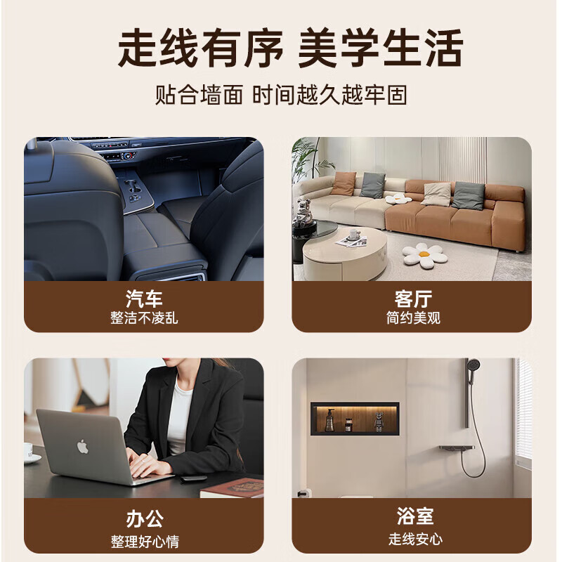 Biaz is suitable for 5mm inner diameter data cable buckle without punching network cable organizer holder cable routing artifact wall sticker self-adhesive desktop storage organizer clip transparent version 50 pieces