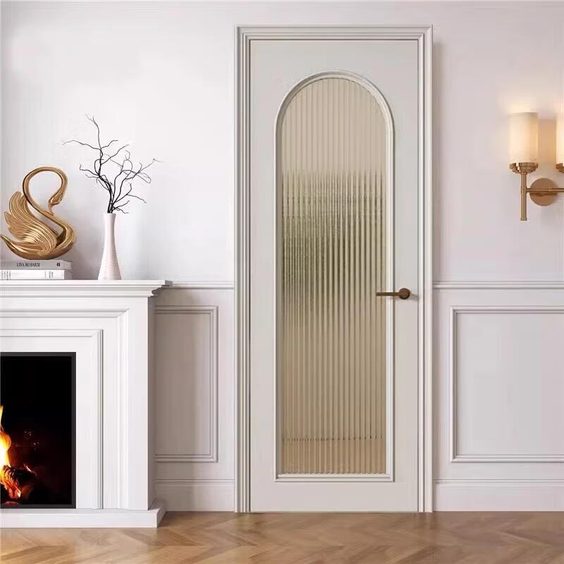 Solid wood door bedroom door French cream style painted door solid wood composite white room door silent suit door customization solid wood composite painted door 3
