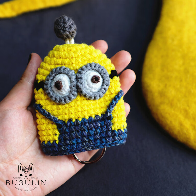 Yunpo Korean version of cute cotton wool pull-out knitted cartoon car keychain accessories pendant retro knitted cat key bag Lulu Rabbit