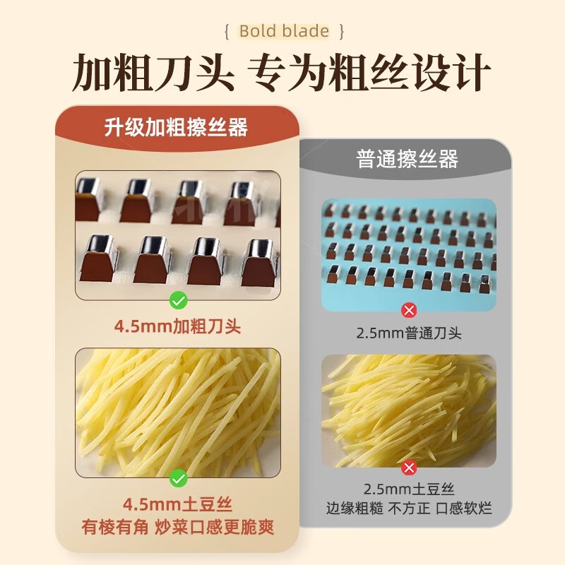 Beige potato shred grater household shredding artifact grater cutting board does not hurt your hands thick shred radish shred insert thick shred special grater crispy taste