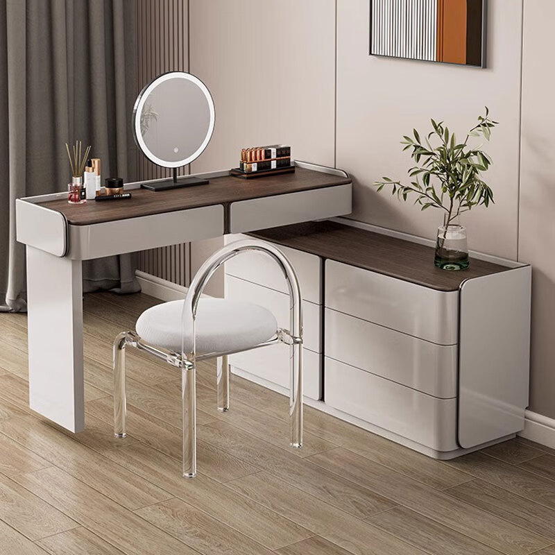 Xinang lacquered dressing table Italian minimalist drawer cabinet integrated bedroom simple modern 2025 new bedside dressing table fashion 120 dressing table + 120 drawer cabinet