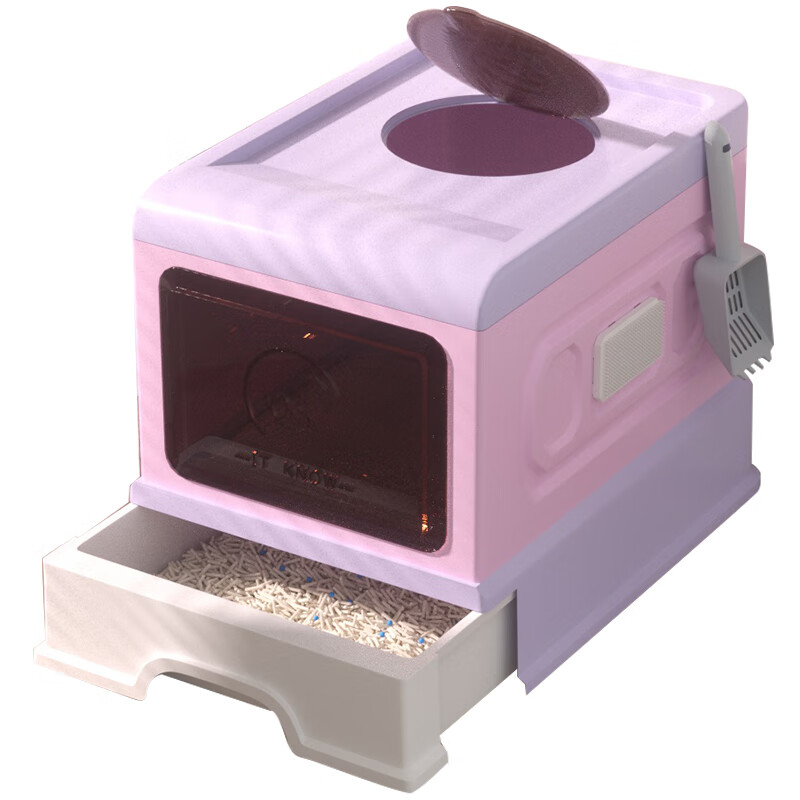 HELLOJOY Cat Litter Box Fully Enclosed Large Cat Toilet Isolates Odor and Splash-proof Cat Poop Box Cat Litter Box Cat Litter Box with Cat Litter Scoop