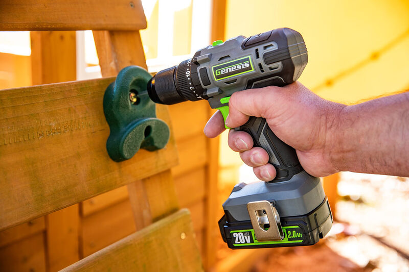 Genesis 20V 1/2 Cordless Drill with Battery and Charger Metal Ratchet Chuck 450 lbs.