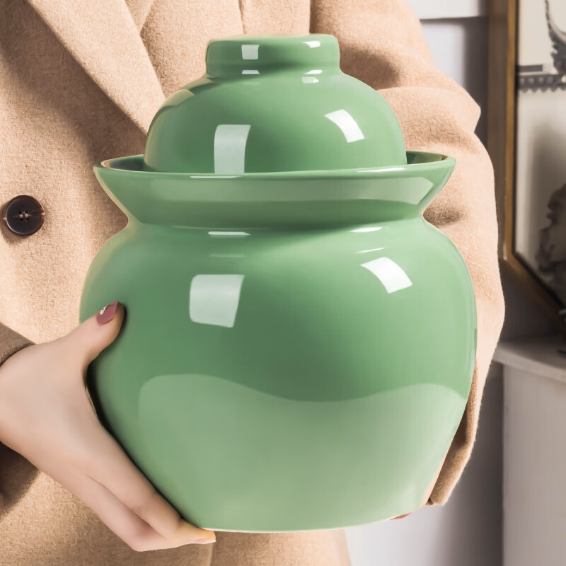 LANGUAGE OF CUP Jingdezhen pickle jar household ceramic sealed pickle jar with lid earthenware old-fashioned pickle jar pickle jar 20 pounds (warm heart orange)