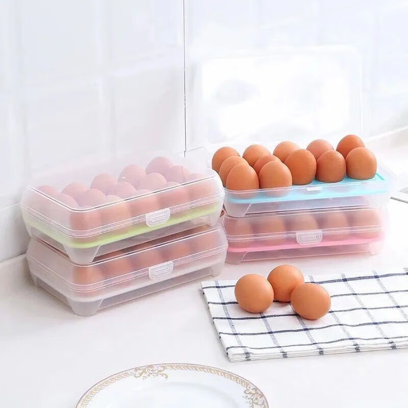 Runhuanian Kitchen 15-compartment egg storage box for refrigerator, egg preservation box, multi-layer egg box, plastic egg tray, event, buy one, get two free, three packs, random style