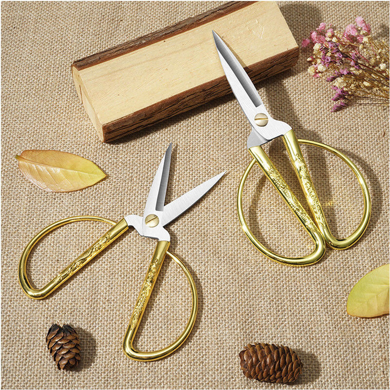 An Junsheng German craft dragon and phoenix scissors stainless steel household ribbon cutting paper cutting flower wedding retro industrial opening gold small scissors No. 6 dragon and phoenix scissors