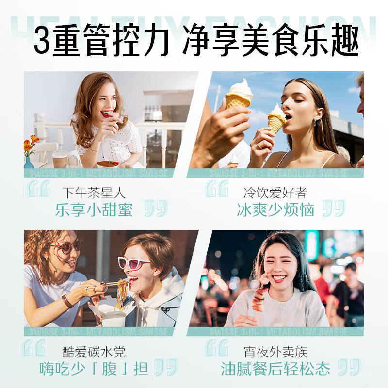 Swisse Three-in-One Metabolism Heat Control Pills White Kidney Bean Dietary Fiber Chromium Magnesium Controls Heat, Expels Oil, and Blocks Carbon 60 Tablets