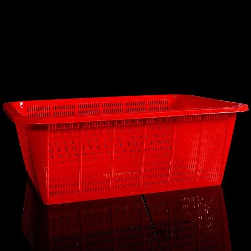 Bodenju Large Plastic Basket Rectangular Supermarket Leakage Basket Thickened Encrypted Kitchen Washing Vegetables White No. 5338 54*42*19.5