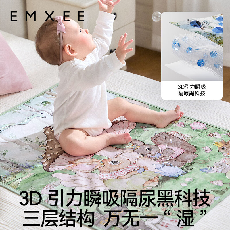 EMXEE diaper pad washable newborn diaper pad baby diaper bed Swan Dance 70x90cm