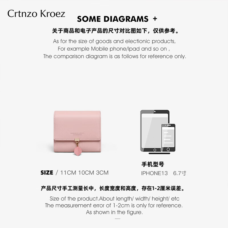 CRTNZO KROEZ Light Luxury Wallet Women's Short 2026 New Coin Purse Women's Card Holder New Year's Valentine's Day Birthday Gift Practical Pink - Light Luxury Gift Practical Birthday Gift for Girlfriends Wife Girls Girlfriends