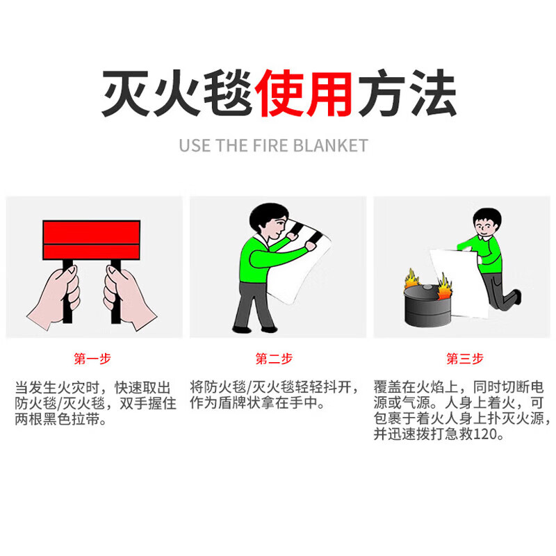 Shengu Fire Blanket Fiberglass Fire Blanket Kitchen Home Hotel Office Building Vehicle Factory Gas Station Emergency Fire Escape Fire Blanket Insulation Flame Retardant Standard Bag Fire Blanket 1m*1m