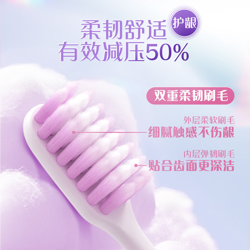 DARLIE Haolai (formerly black) specializes in gum protection, fine and soft bristled toothbrushes, high density and soft, suitable for pregnant women, 4 pieces, portable pack