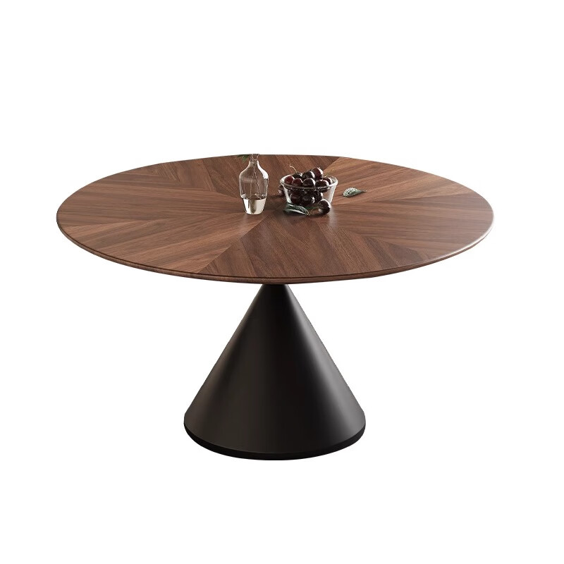 Mu Cen simple mid-century style round solid wood dining table small apartment modern minimalist parquet round table negotiation home dining table walnut color one table and four chairs with dining set 120cm