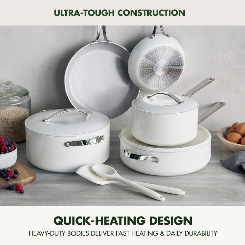 Greenpan Nova Healthy Ceramic Nonstick 10-Piece Cookware Pots and Pans Set Not Included