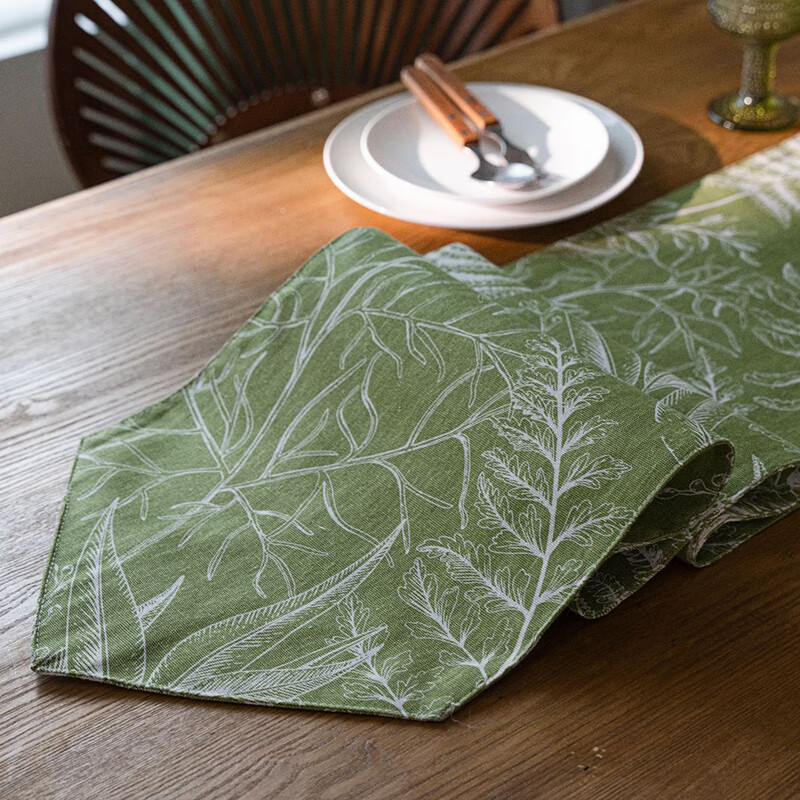 Kezitu simple modern green maple leaf table flag double layer coffee table coffee table TV cabinet shoe cabinet dining table sideboard table flag table runner green maple leaf table flag pointed double layer 30*180 (suitable for 130 tables