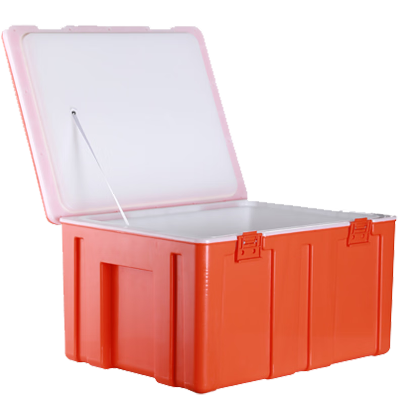 60L Insulated Refrigerator Commercial Food Steamed Bun Rice Takeaway Food Delivery Large Stall Vehicle Mounted Plastic Ice Bag 65L Thickened Hinge Orange