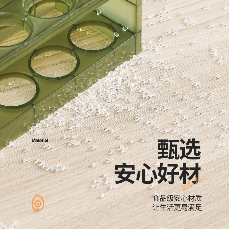 An Junsheng egg storage folding flip egg carton refrigerator side door with timer fresh-keeping egg carton egg tray egg storage device green double layer (can hold 20 eggs)