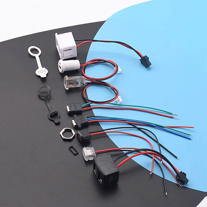 Zejie type-c with wire waterproof female base diy repair data charging port test C welding wire glue injection double-layer USB socket 2P transparent light with nut dust cap PH2.0 line 15cm