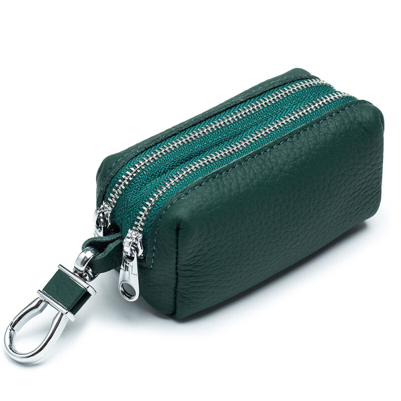 Kuqi Kangaroo (KUQIDAISHU) large-capacity key bag double-layer soft multi-functional card holder for men and women coin purse key bag home first-layer cowhide black