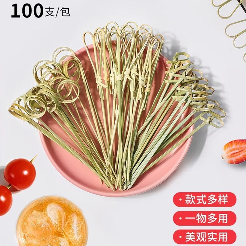 Dolly disposable fruit skewers fruit insert cocktail decoration creative art fruit fork hamburger candied haws skewers bamboo skewers 12cm cyan flower festival skewers 100 pieces