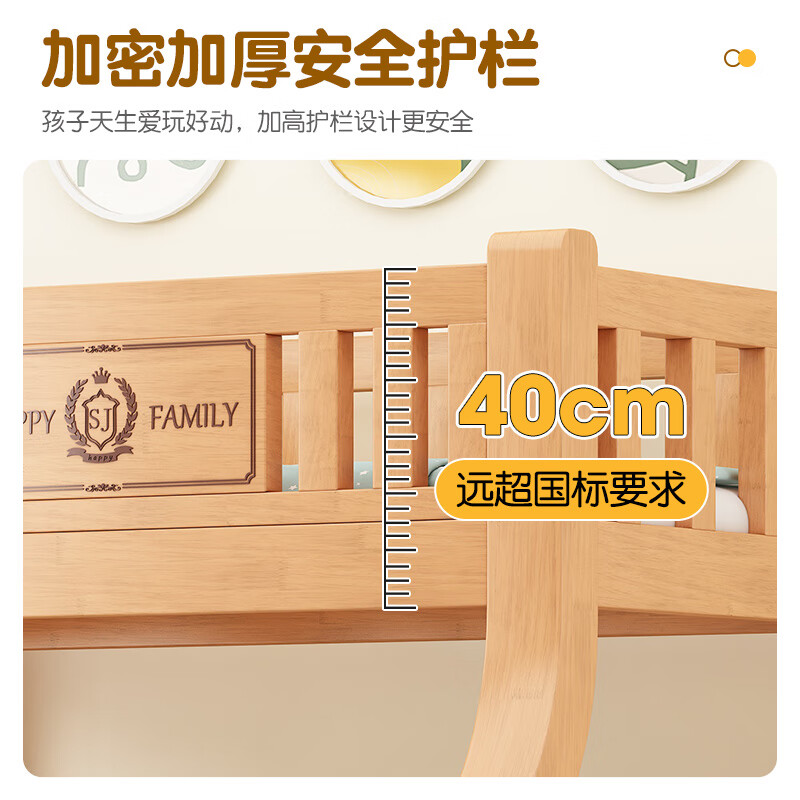 Rongjiang rubber wood bunk bed pure solid wood bunk bed high and low bed for boys and girls bunk bed children's bed double bed ladder type + 5CM coconut palm mattress * 2 1200mm * 2000mm upgraded and thickened