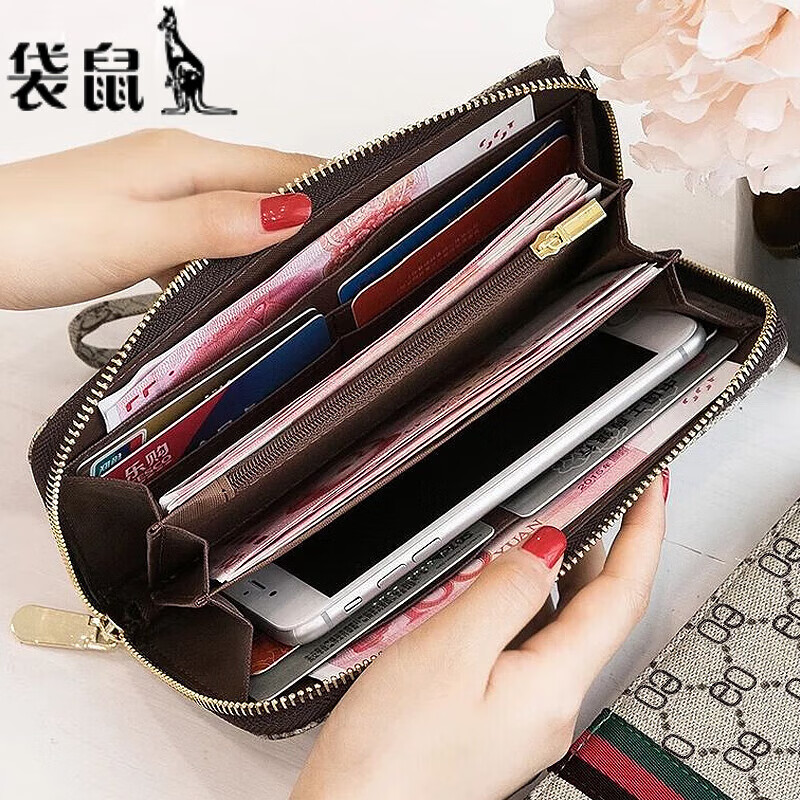 Kangaroo Card Holder Wallet Women's Two-in-One 2024 Chinese Valentine's Day Women's Feeling Large Capacity Lightweight High-End Exquisite Zipper Long Style No Ribbons
