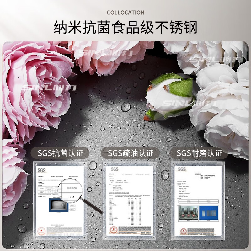 HIGOLD HIGOLD Gun Gray Nano Sink Large Single Slot Kitchen Stainless Steel Handmade Undercounter Wash Basin Nano Dishwashing Sink 50*43D with 304 Swan Pull-out Faucet/Table