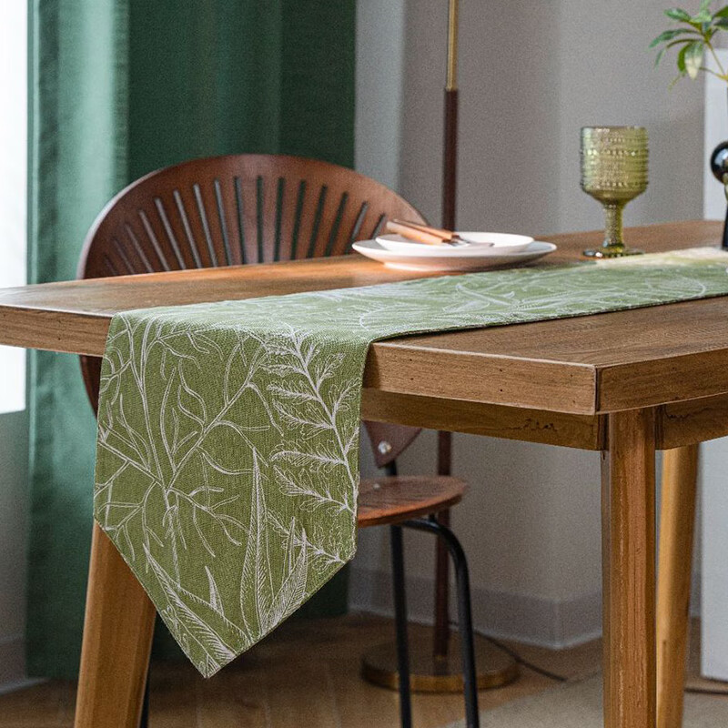 Kezitu simple modern green maple leaf table flag double layer coffee table coffee table TV cabinet shoe cabinet dining table sideboard table flag table runner green maple leaf table flag pointed double layer 30*180 (suitable for 130 tables