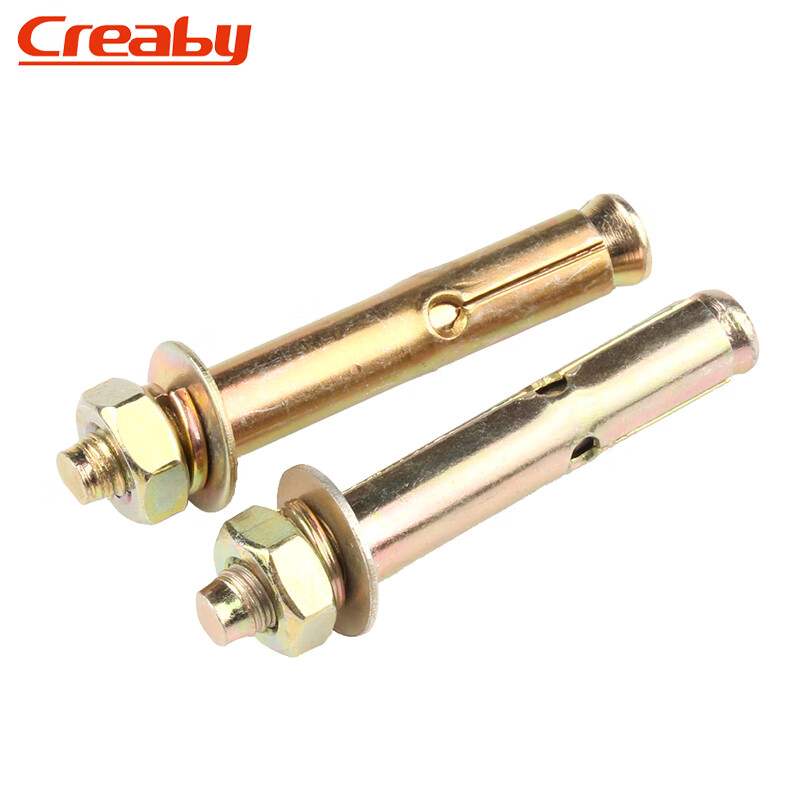 Creaby Iron Colored Zinc Expansion Screw External Expansion Bolt Expansion Tube Extended Explosion Screw M6*60 (10 pcs) suitable for 8mm drill bit