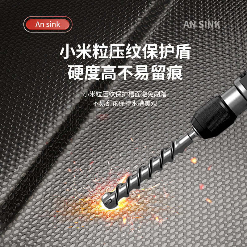 JOMOO SUS304 stainless steel sink household millet embossed large single tank left drain thickened kitchen sink handmade basin gun ash 72丨left drain丨pull faucet丨wash