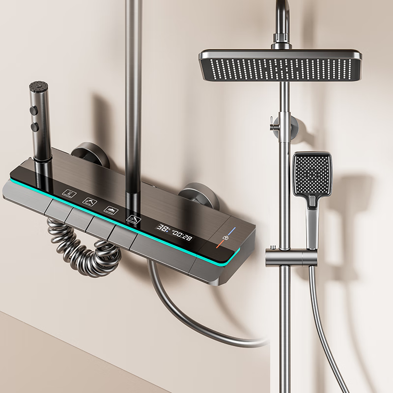 Arrow shower head set gun gray all-copper shower head home constant temperature booster shower head bathroom shower L set * elegant white (hot and cold)