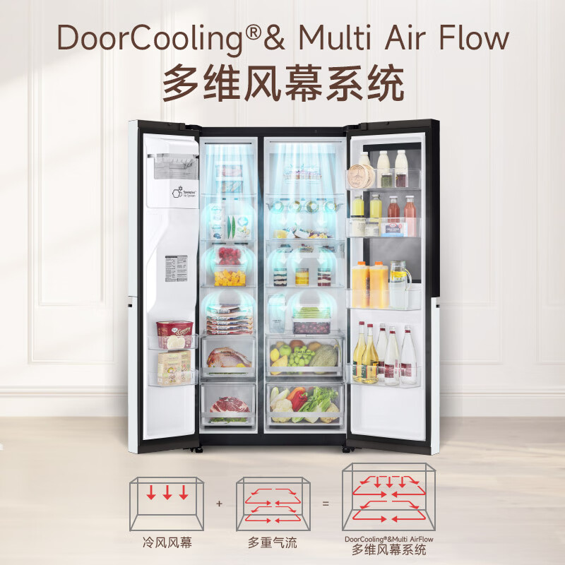 LG Knock Knock Series 635L Double Door Fully Automatic Ice Making Refrigerator Extra Large Capacity Automatic Ice Maker Home Double Door Living Room Ice Bar S653MWW87D