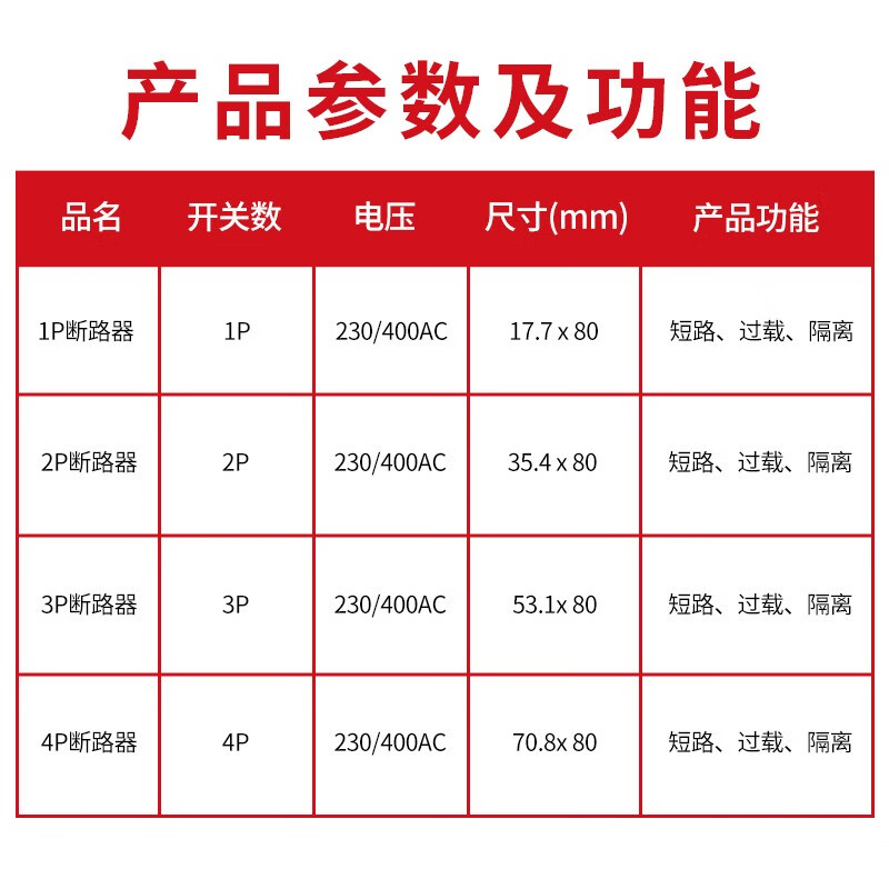 Delixi electrical air switch 2p household single-phase main switch circuit breaker air switch 63A