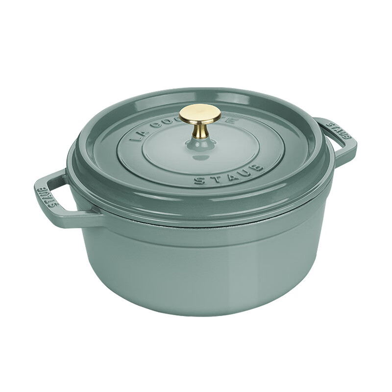 Staub French imported enamel cast iron pot double-ear soup pot cooking pot eucalyptus green 22cm 1025321